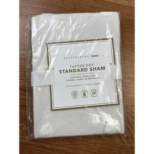 Pottery Barn Teen Tufted Dot Standard Pillow Sham in Ivory NEW